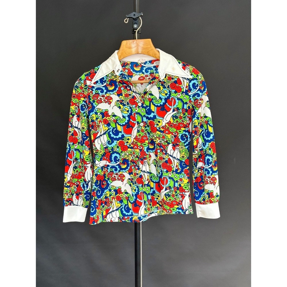 Large - Vintage 70s The SEVENTH Women's‎ Paisley Pattern Long Sleeve Hippie Chic